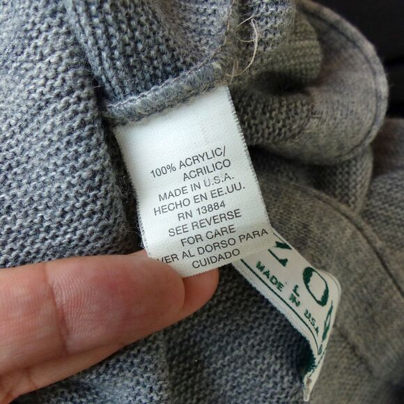 Izod Sweater Mens L Gray 90s Cardigan Button Chest Logo USA VTG Preppy Grandpa - Picture 10 of 11